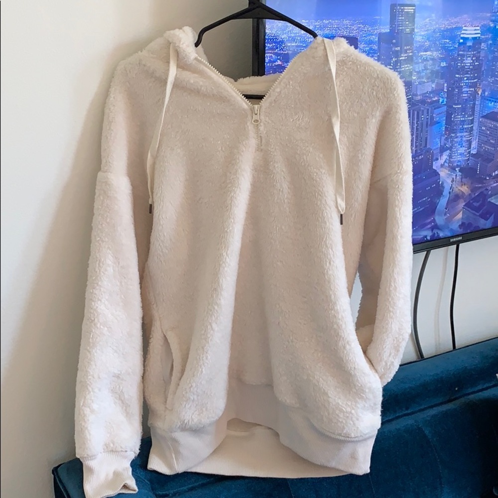 Aerie Fuzzy  half-zip hoodie with pockets